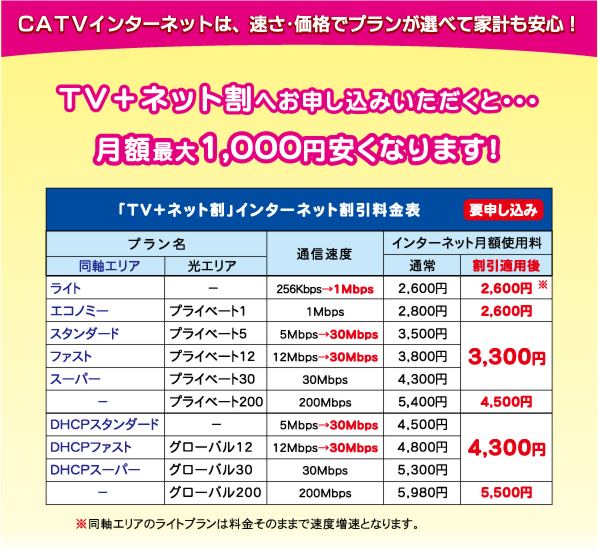 TV+ネット割（表）